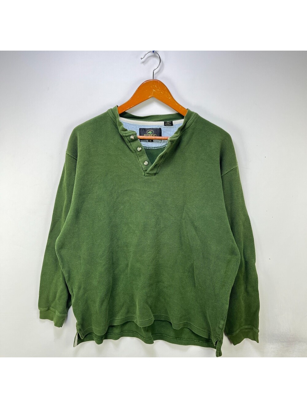 Vintage Sun Faded Blank Henley Thermal Longsleeve Shirt XL